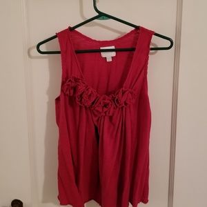 Anthro Red Rosette tank by Deletta sz XS